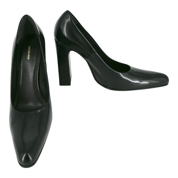 Balenciaga Black Leather Pumps Size 37.5 - Picture 1 of 10